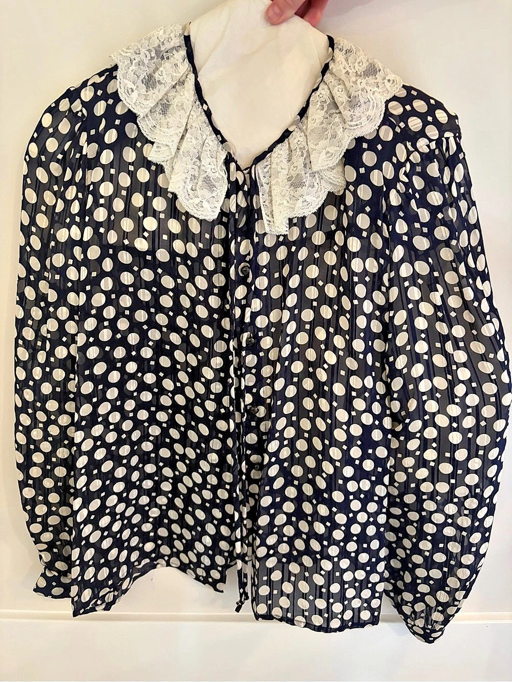Valentino Studio Silk Polka Dot Blouse Size 10 Like New
